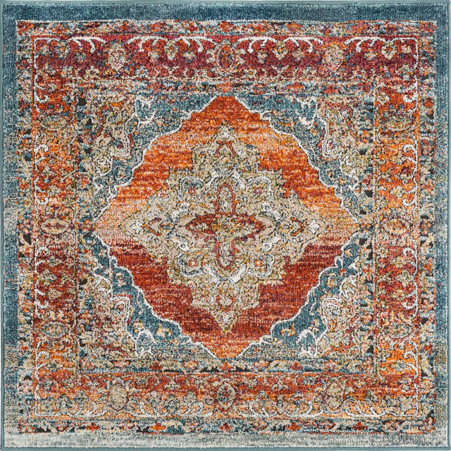 Rust Red 4' 1 x 4' 1 Isabella Square Area Rug Polypropylene & Polyester Traditional Elegant Carpet for Living Rooms, Dining, Office, Dorms for Sale at Rug Engine