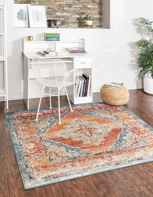 Rust Red 6' 1 x 6' 1 Isabella Square Area Rug Polypropylene & Polyester Traditional Elegant Carpet for Living Rooms, Dining, Office, Dorms for Sale at Rug Engine
