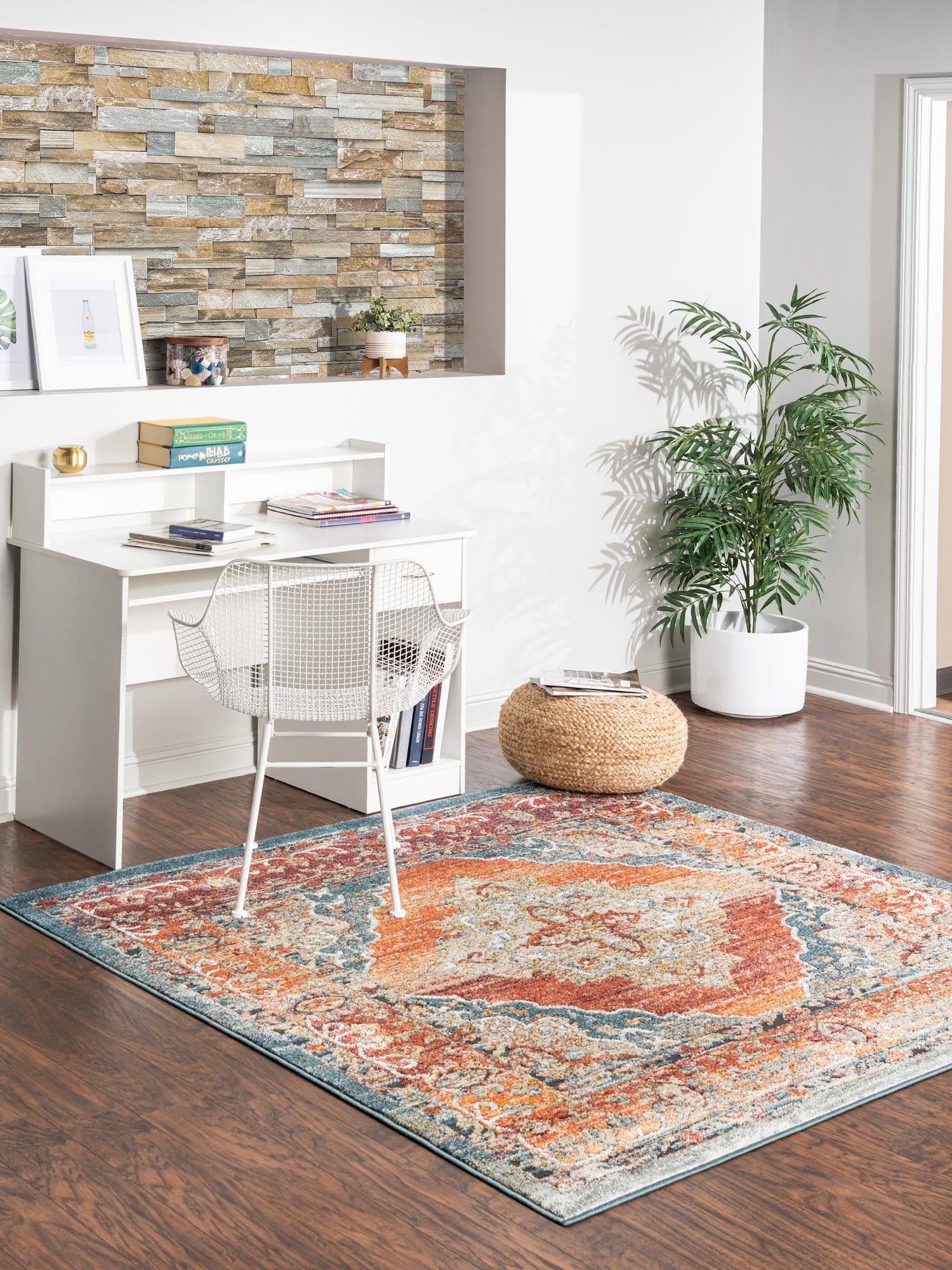Rust Red 5' 1 x 5' 1 Isabella Square Area Rug Polypropylene & Polyester Traditional Elegant Carpet for Living Rooms, Dining, Office, Dorms for Sale at Rug Engine