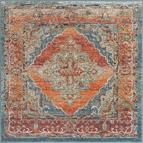 Rust Red 5' 1 x 5' 1 Isabella Square Area Rug Polypropylene & Polyester Traditional Elegant Carpet for Living Rooms, Dining, Office, Dorms for Sale at Rug Engine