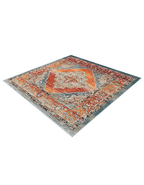 Rust Red 6' 1 x 6' 1 Isabella Square Area Rug Polypropylene & Polyester Traditional Elegant Carpet for Living Rooms, Dining, Office, Dorms for Sale at Rug Engine
