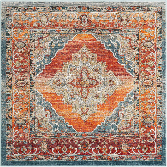 Rust Red 6' 1 x 6' 1 Isabella Square Area Rug Polypropylene & Polyester Traditional Elegant Carpet for Living Rooms, Dining, Office, Dorms for Sale at Rug Engine
