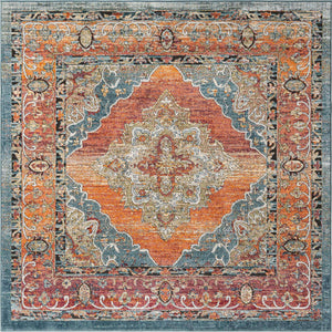 Rust Red 7' 10 x 7' 10 Isabella Square Area Rug Polypropylene & Polyester Traditional Elegant Carpet for Living Rooms, Dining, Office, Dorms for Sale at Rug Engine