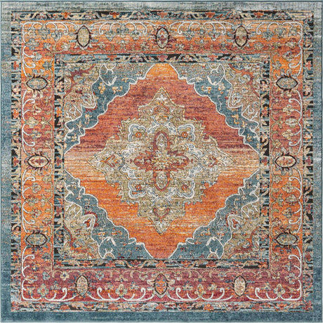 Rust Red 7' 10 x 7' 10 Isabella Square Area Rug Polypropylene & Polyester Traditional Elegant Carpet for Living Rooms, Dining, Office, Dorms for Sale at Rug Engine
