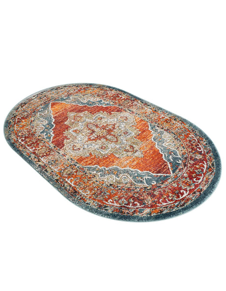 Rust Red 4' 1 x 6' 1 Isabella Oval Area Rug Polypropylene & Polyester Traditional Elegant Carpet for Living Rooms, Dining, Office, Dorms for Sale at Rug Engine