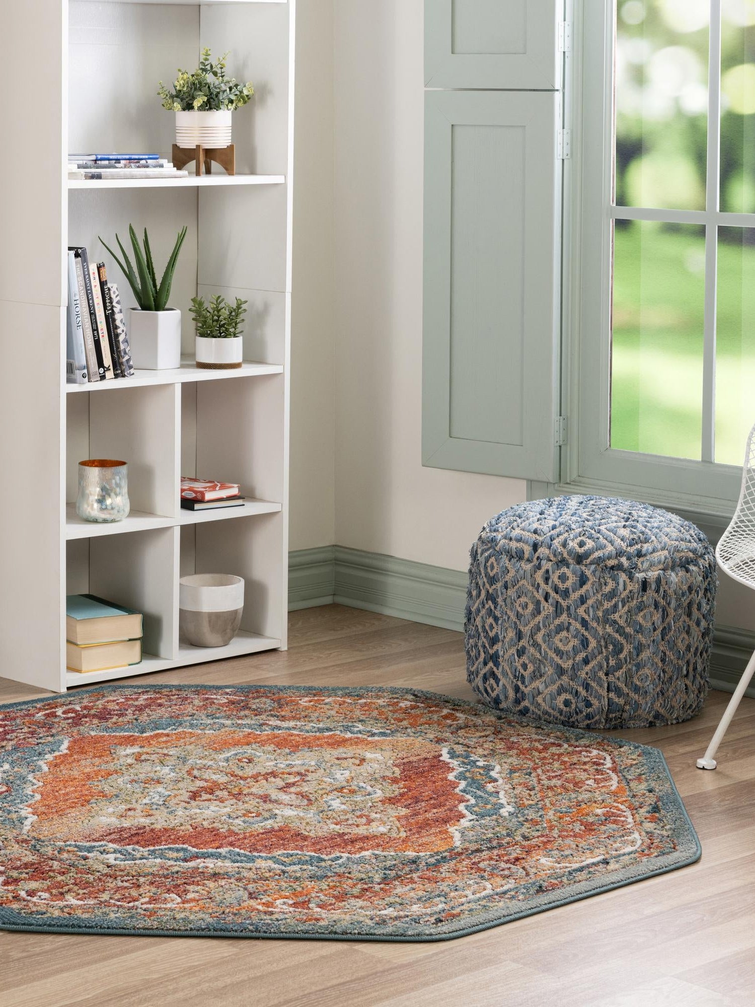 Rust Red 7' 10 x 7' 10 Isabella Octagon Area Rug Polypropylene & Polyester Traditional Elegant Carpet for Living Rooms, Dining, Office, Dorms for Sale at Rug Engine