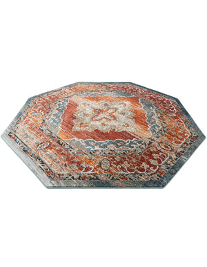 Rust Red 7' 10 x 7' 10 Isabella Octagon Area Rug Polypropylene & Polyester Traditional Elegant Carpet for Living Rooms, Dining, Office, Dorms for Sale at Rug Engine