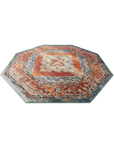 Rust Red 7' 10 x 7' 10 Isabella Octagon Area Rug Polypropylene & Polyester Traditional Elegant Carpet for Living Rooms, Dining, Office, Dorms for Sale at Rug Engine