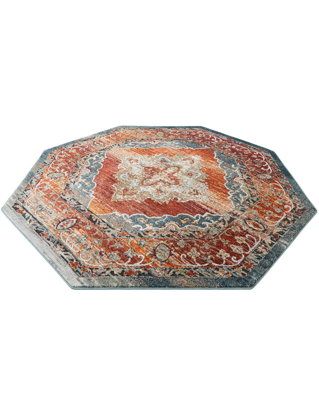 Rust Red 7' 10 x 7' 10 Isabella Octagon Area Rug Polypropylene & Polyester Traditional Elegant Carpet for Living Rooms, Dining, Office, Dorms for Sale at Rug Engine