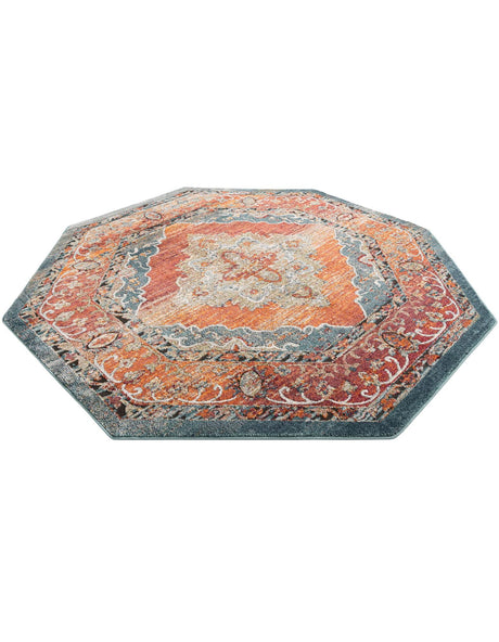 Rust Red 7' 10 x 7' 10 Isabella Octagon Area Rug Polypropylene & Polyester Traditional Elegant Carpet for Living Rooms, Dining, Office, Dorms for Sale at Rug Engine