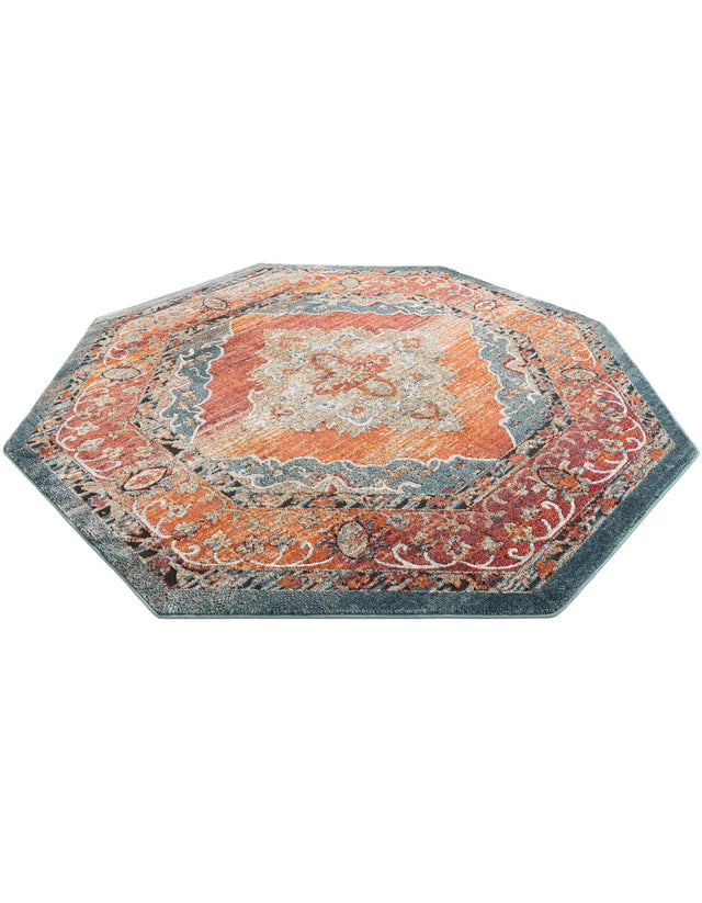 Rust Red 7' 10 x 7' 10 Isabella Octagon Area Rug Polypropylene & Polyester Traditional Elegant Carpet for Living Rooms, Dining, Office, Dorms for Sale at Rug Engine