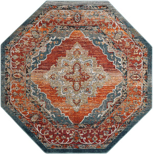 Rust Red 7' 10 x 7' 10 Isabella Octagon Area Rug Polypropylene & Polyester Traditional Elegant Carpet for Living Rooms, Dining, Office, Dorms for Sale at Rug Engine