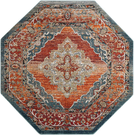 Rust Red 7' 10 x 7' 10 Isabella Octagon Area Rug Polypropylene & Polyester Traditional Elegant Carpet for Living Rooms, Dining, Office, Dorms for Sale at Rug Engine