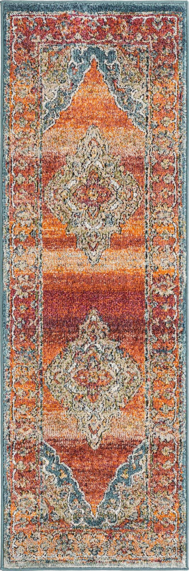 Rust Red 2' x 6' 1 Isabella Runner Area Rug Polypropylene & Polyester Traditional Elegant Carpet for Living Rooms, Dining, Office, Dorms for Sale at Rug Engine
