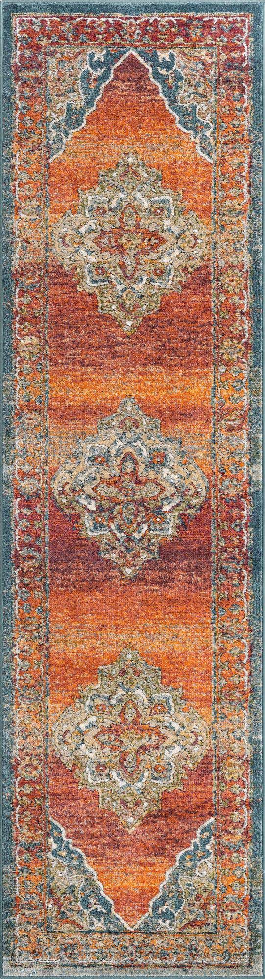 Rust Red 2' 7 x 10' Isabella Runner Area Rug Polypropylene & Polyester Traditional Elegant Carpet for Living Rooms, Dining, Office, Dorms for Sale at Rug Engine