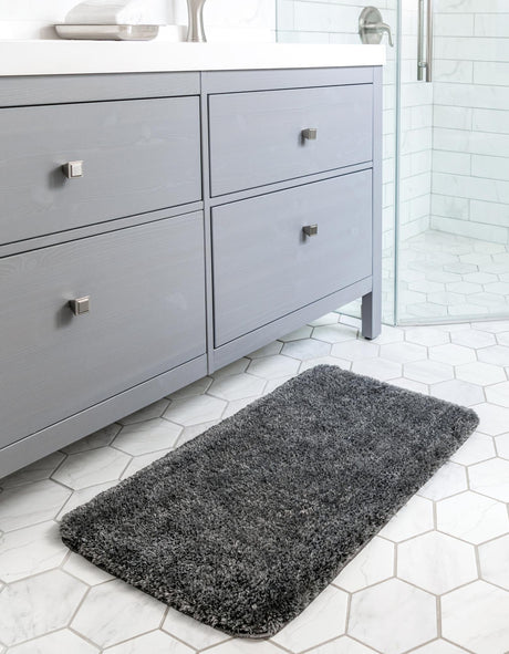 Iron Gray 1' 8 x 2' 7 Bano Luxe Bath Mat Soft & Plush Water Absorbing Accent Area Rug for Sale at Rug Engine