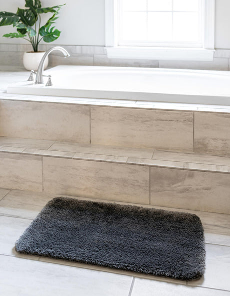 Iron Gray 1' 8 x 2' 7 Bano Luxe Bath Mat Soft & Plush Water Absorbing Accent Area Rug for Sale at Rug Engine