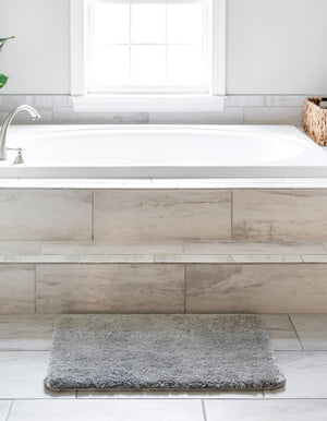 Pewter Gray 2' x 3' Bano Luxe Bath Mat Rectangle Rug
