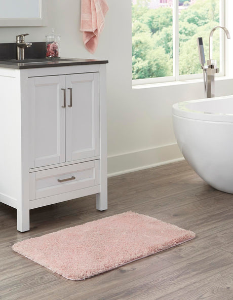 Cotton Candy Pink 1' 8 x 2' 7 Bano Luxe Bath Mat Soft & Plush Water Absorbing Accent Area Rug for Sale at Rug Engine