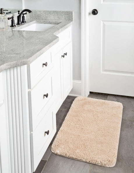 Oat 1' 8 x 2' 7 Bano Luxe Bath Mat Soft & Plush Water Absorbing Accent Area Rug for Sale at Rug Engine