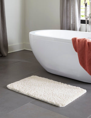 Porcelain White 2' x 3' Bano Luxe Bath Mat Rectangle Rug