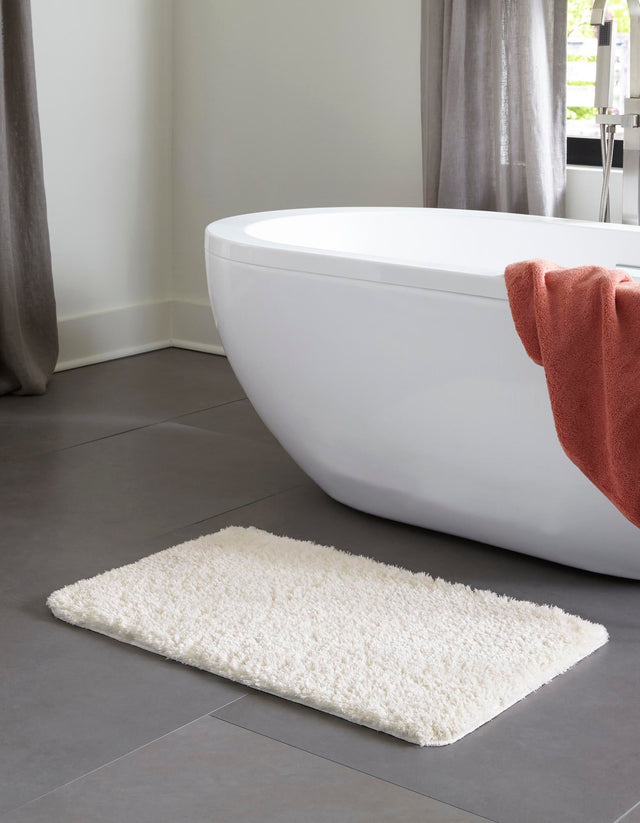 Porcelain White 2' x 3' Bano Luxe Bath Mat Rectangle Rug