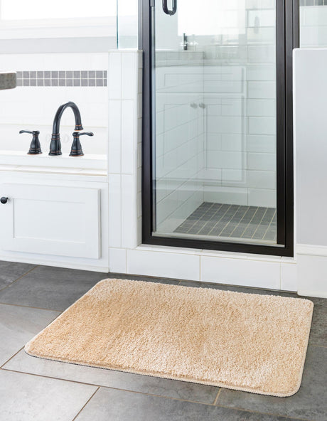Sandy Beige 1' 8 x 2' 7 Bano Everyday Bath Mat Soft & Plush Water Absorbing Accent Area Rug for Sale at Rug Engine
