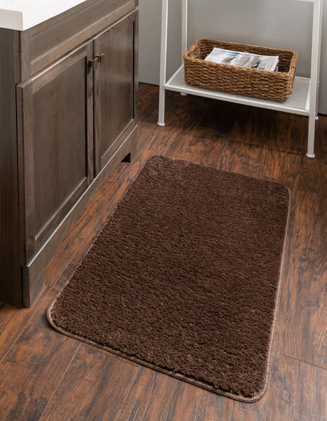 Mocha Brown 2' x 3' Bano Everyday Bath Mat Rectangle Rug