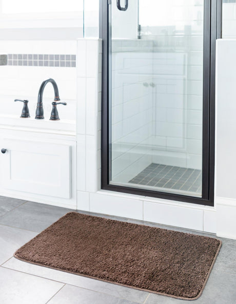 Mocha Brown 1' 8 x 2' 7 Bano Everyday Bath Mat Soft & Plush Water Absorbing Accent Area Rug for Sale at Rug Engine