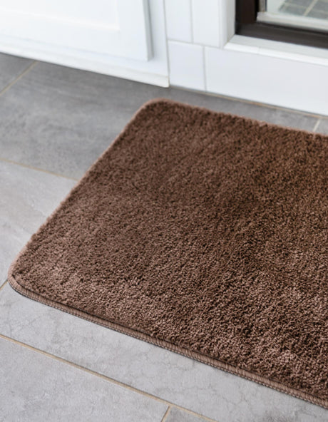 Mocha Brown 1' 8 x 2' 7 Bano Everyday Bath Mat Soft & Plush Water Absorbing Accent Area Rug for Sale at Rug Engine