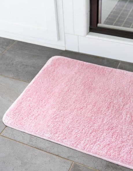 Baby Pink 1' 8 x 2' 7 Bano Everyday Bath Mat Soft & Plush Water Absorbing Accent Area Rug for Sale at Rug Engine