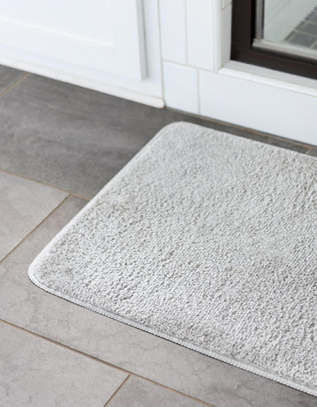 Silver 1' 8 x 2' 7 Bano Everyday Bath Mat Soft & Plush Water Absorbing Accent Area Rug for Sale at Rug Engine