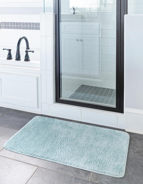Powder Blue 1' 8 x 2' 7 Bano Everyday Bath Mat Soft & Plush Water Absorbing Accent Area Rug for Sale at Rug Engine