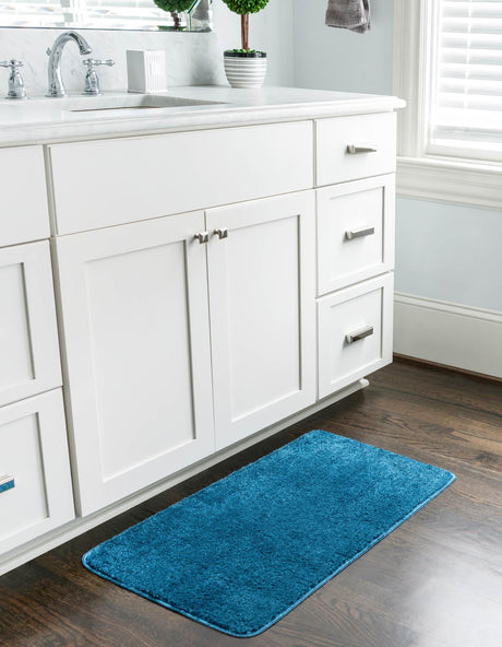 Ocean Blue 1' 8 x 2' 7 Bano Everyday Bath Mat Soft & Plush Water Absorbing Accent Area Rug for Sale at Rug Engine