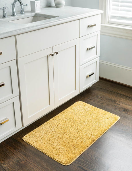 Mustard 2' x 3' Bano Everyday Bath Mat Rectangle Rug