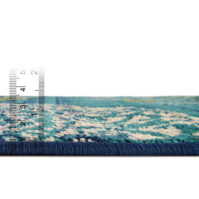 Navy Blue 7' x 7' Azalea Round Area Rug Colorful 100% Polypropylene Durable Jute Backing Living Dining Room Bedroom Office Modern Decor Carpet for Sale at Rug Engine