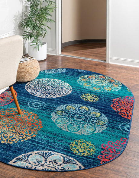 Navy Blue 7' 10 x 10' Azalea Oval Area Rug Colorful 100% Polypropylene Durable Jute Backing Living Dining Room Bedroom Office Modern Decor Carpet for Sale at Rug Engine