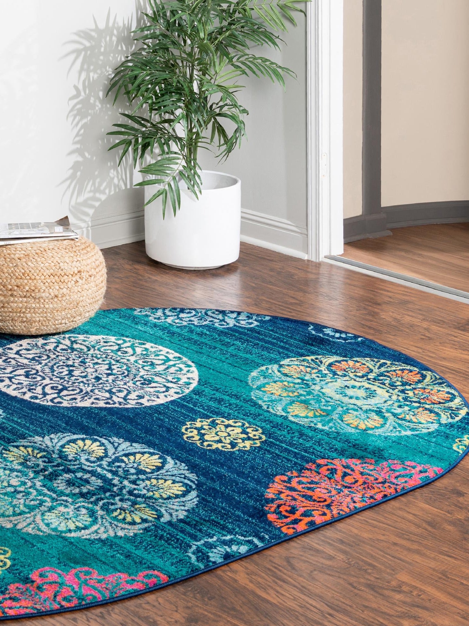 Navy Blue 5' 3 x 8' Azalea Oval Area Rug Colorful 100% Polypropylene Durable Jute Backing Living Dining Room Bedroom Office Modern Decor Carpet for Sale at Rug Engine