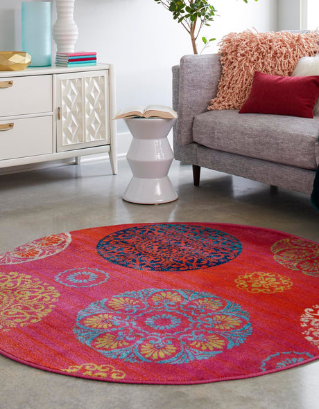 Rust Red 3' x 3' Azalea Round Area Rug Colorful 100% Polypropylene Durable Jute Backing Living Dining Room Bedroom Office Modern Decor Carpet for Sale at Rug Engine