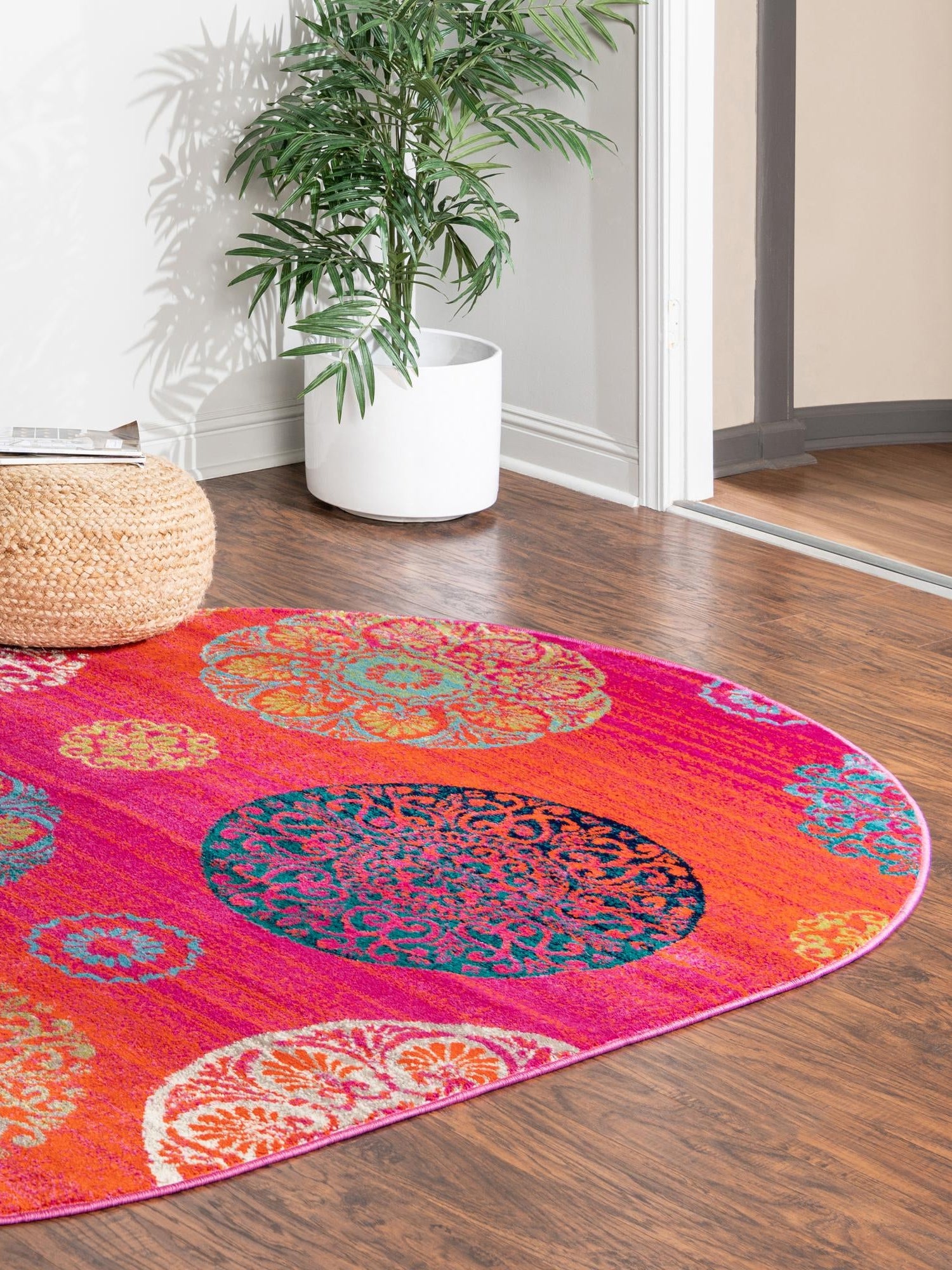 Rust Red 7' 10 x 10' Azalea Oval Area Rug Colorful 100% Polypropylene Durable Jute Backing Living Dining Room Bedroom Office Modern Decor Carpet for Sale at Rug Engine