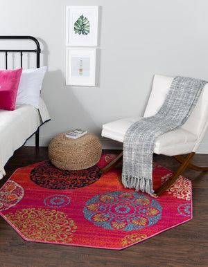 Rust Red 5' 3 x 5' 3 Azalea Octagon Area Rug Colorful 100% Polypropylene Durable Jute Backing Living Dining Room Bedroom Office Modern Decor Carpet for Sale at Rug Engine