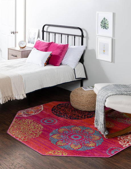 Rust Red 5' 3 x 5' 3 Azalea Octagon Area Rug Colorful 100% Polypropylene Durable Jute Backing Living Dining Room Bedroom Office Modern Decor Carpet for Sale at Rug Engine