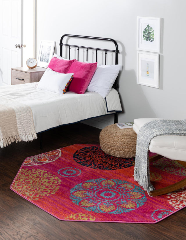 Rust Red 5' 3 x 5' 3 Azalea Octagon Area Rug Colorful 100% Polypropylene Durable Jute Backing Living Dining Room Bedroom Office Modern Decor Carpet for Sale at Rug Engine