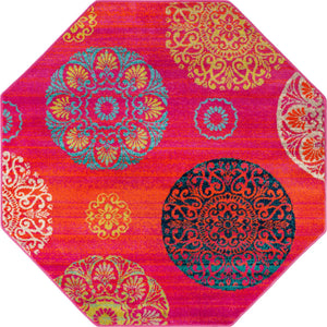 Rust Red 5' 3 x 5' 3 Azalea Octagon Area Rug Colorful 100% Polypropylene Durable Jute Backing Living Dining Room Bedroom Office Modern Decor Carpet for Sale at Rug Engine