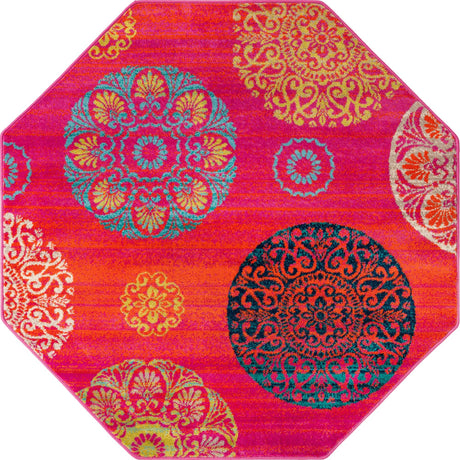 Rust Red 5' 3 x 5' 3 Azalea Octagon Area Rug Colorful 100% Polypropylene Durable Jute Backing Living Dining Room Bedroom Office Modern Decor Carpet for Sale at Rug Engine