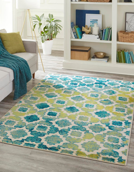 Blue 5' 3 x 8' Azalea Rectangle Area Rug Colorful 100% Polypropylene Durable Jute Backing Living Dining Room Bedroom Office Modern Decor Carpet for Sale at Rug Engine
