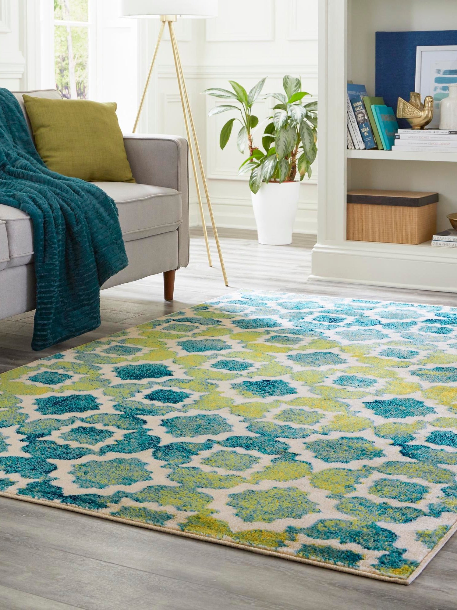 Blue 9' x 12' Azalea Rectangle Area Rug Colorful 100% Polypropylene Durable Jute Backing Living Dining Room Bedroom Office Modern Decor Carpet for Sale at Rug Engine