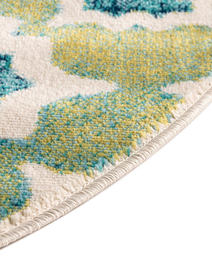 Blue 5' 3 x 5' 3 Azalea Round Area Rug Colorful 100% Polypropylene Durable Jute Backing Living Dining Room Bedroom Office Modern Decor Carpet for Sale at Rug Engine