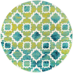 Blue 5' 3 x 5' 3 Azalea Round Area Rug Colorful 100% Polypropylene Durable Jute Backing Living Dining Room Bedroom Office Modern Decor Carpet for Sale at Rug Engine