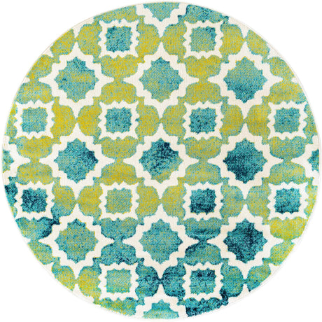 Blue 5' 3 x 5' 3 Azalea Round Area Rug Colorful 100% Polypropylene Durable Jute Backing Living Dining Room Bedroom Office Modern Decor Carpet for Sale at Rug Engine